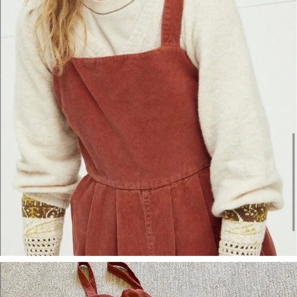 Free People Rust Terra Cotta Josephine Corduroy Overalls - Picture 4 of 9